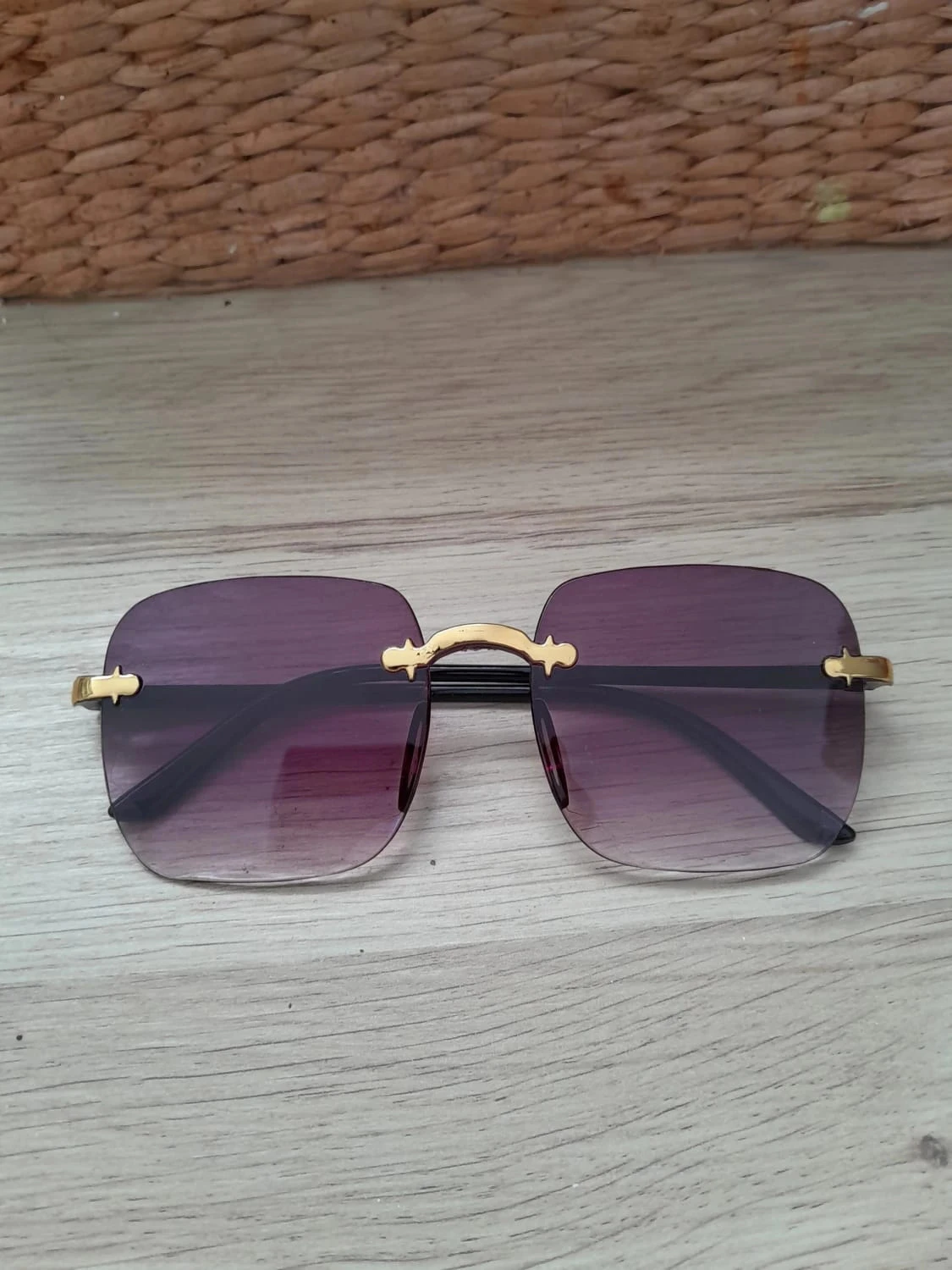 Lunettes, conçues uniquement pour le look, Couleur violet dégradé et doré